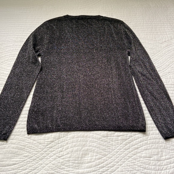 & Other Stories Metallic Knit Crewneck Sweater Black Silver Small - Picture 7 of 17